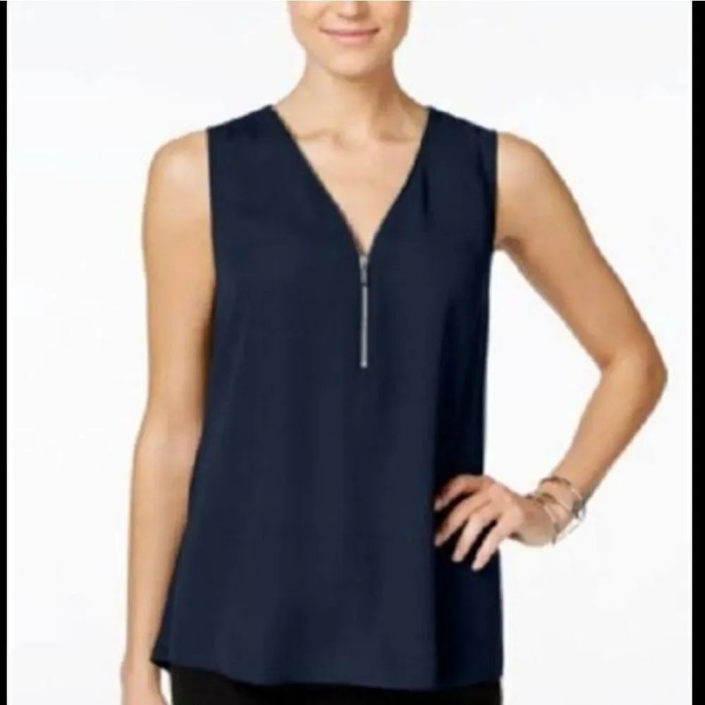 ENVELOPE SLEEVELESS ZIP CLOSURE FRONT WOMEN'S TAN TOP